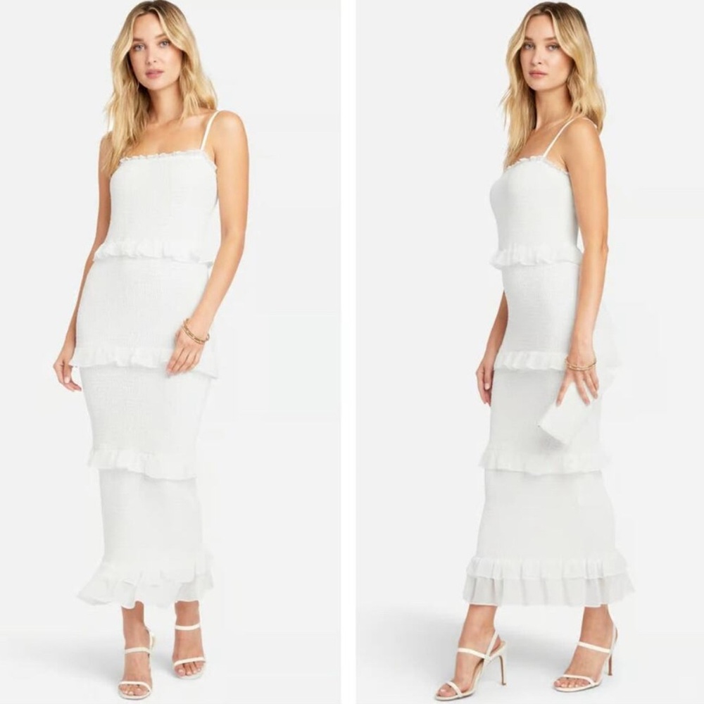 Bebe Georgette Smocked Midi Dress
